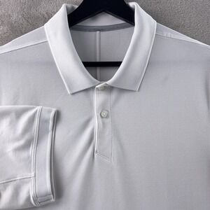 Lululemon Pique Polo Shirt Mens Size Small White Short Sleeve Athletic Golf